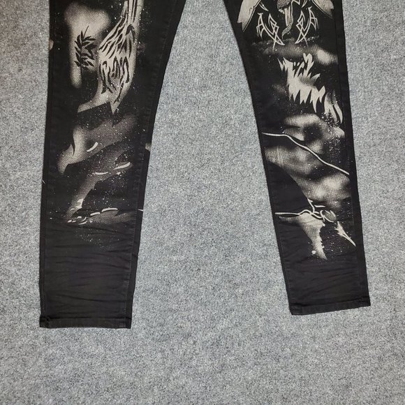 NWT Waimea Skinny Fit 36x32 (Meas 34x31 12" Rise) Death & Angels Tonal Jeans A17 - Picture 3 of 10